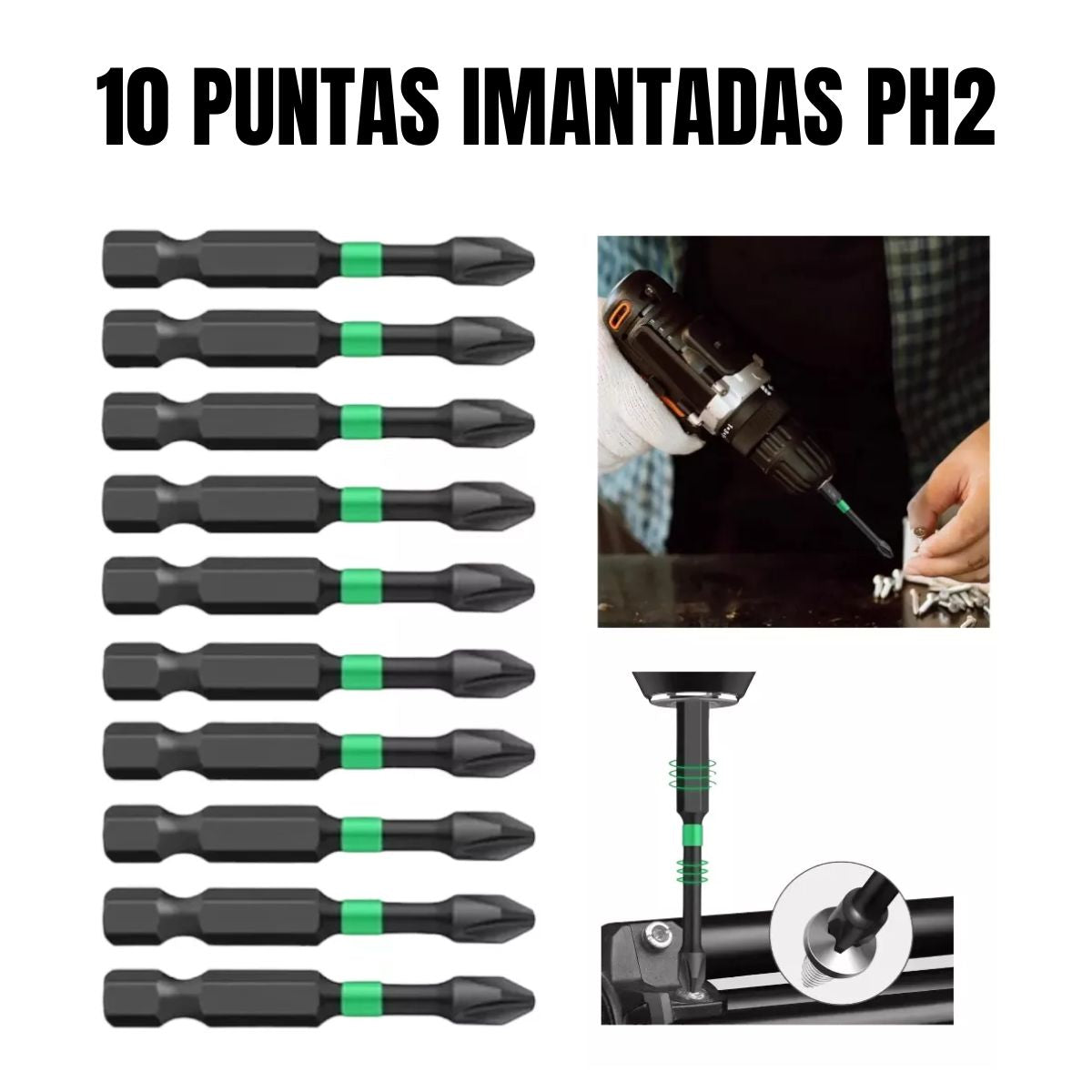 Kit De Ensamble, 10 Puntas Ph2, 4 Avellanadoras, 2 Prensa Esquinera, 1 Escuadra + REGALO