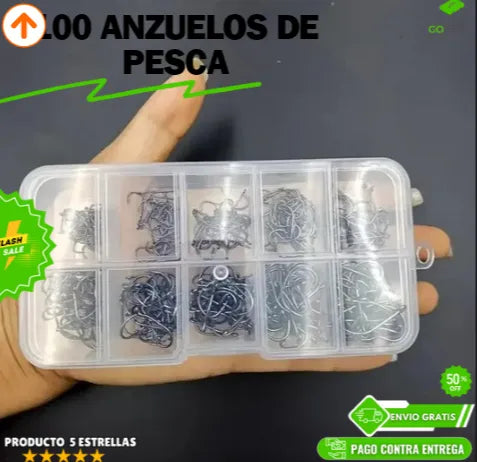 AnglerKit™: 100 Anzuelos Pro para Toda Aventura