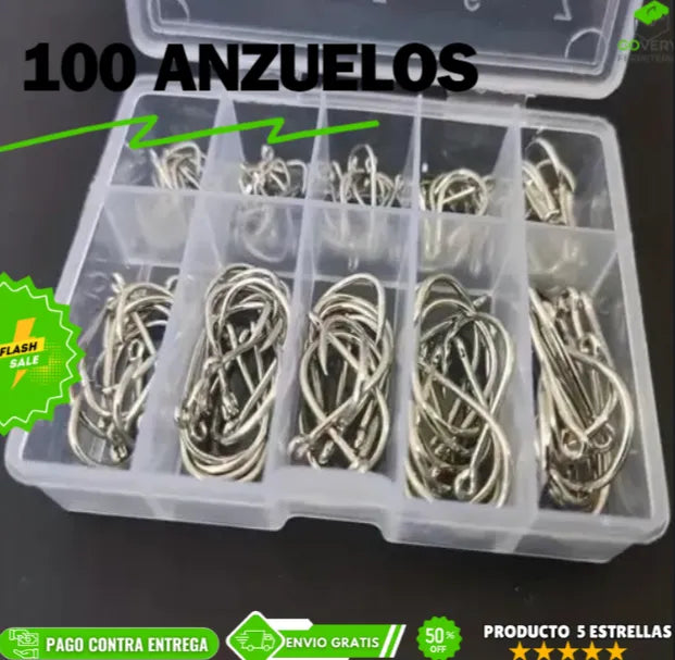 AnglerKit™: 100 Anzuelos Pro para Toda Aventura