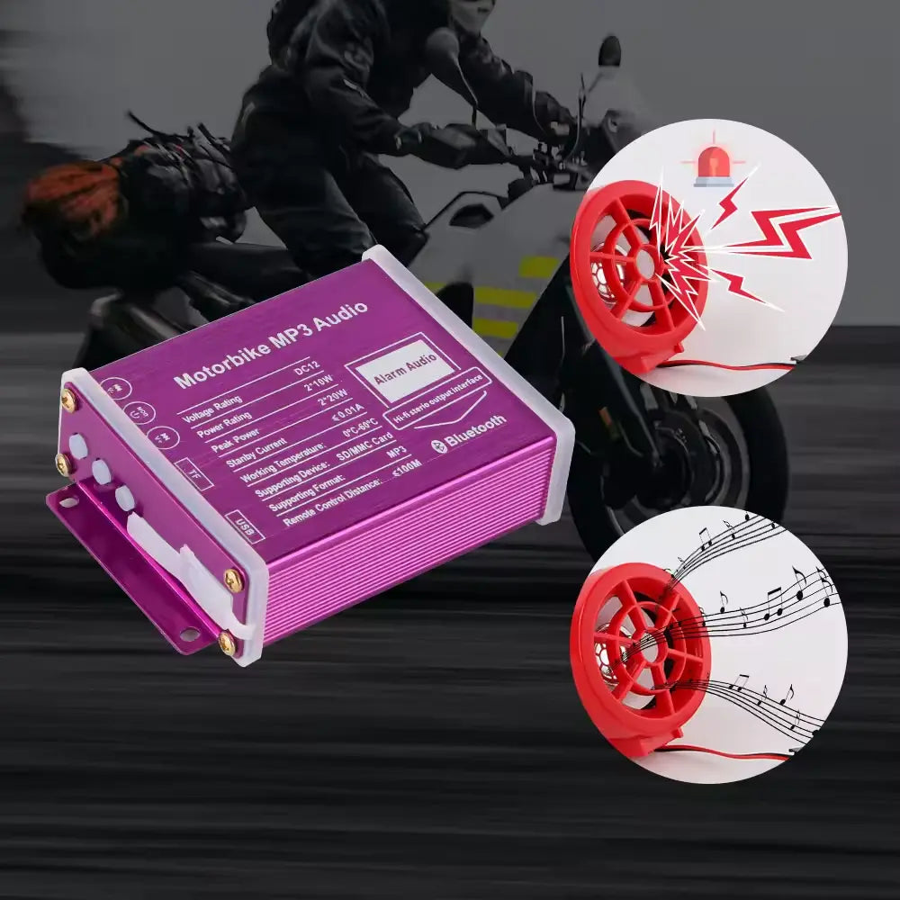 MotoGuard™ - Sistema de Alarma Antirrobo con Altavoz MP3 para Motocicleta